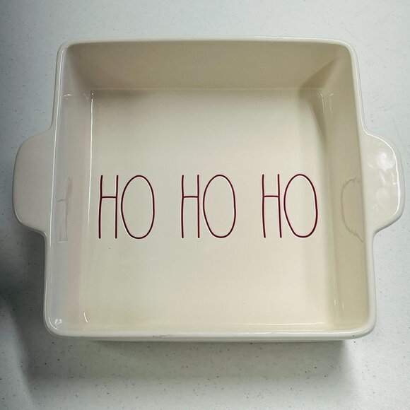 Rae Dunn "HO HO HO" Square Baking / Casserole Dish New Red Print - Picture 1 of 6